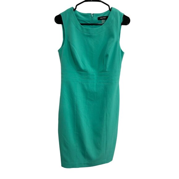 Nine West Womens Sleeveless Sheath Dress Green Teal Size 2 - Picture 1 of 9